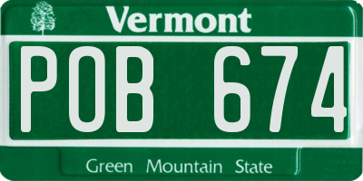 VT license plate POB674