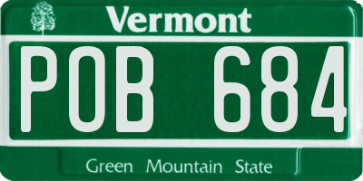 VT license plate POB684
