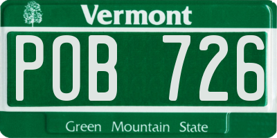 VT license plate POB726