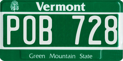 VT license plate POB728