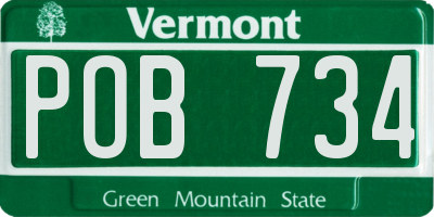 VT license plate POB734