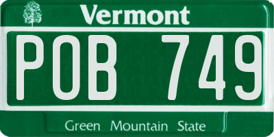 VT license plate POB749