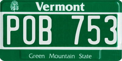 VT license plate POB753