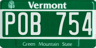 VT license plate POB754