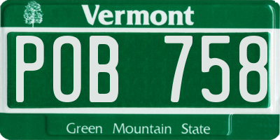 VT license plate POB758