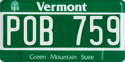 VT license plate POB759