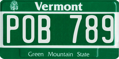 VT license plate POB789