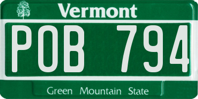 VT license plate POB794