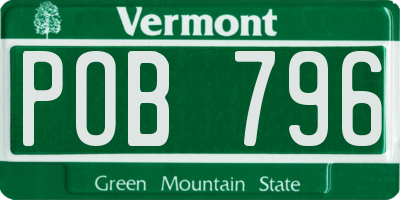 VT license plate POB796