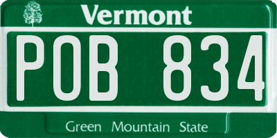 VT license plate POB834