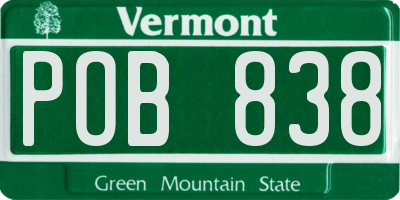 VT license plate POB838