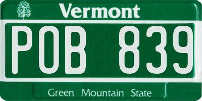 VT license plate POB839