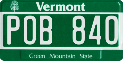 VT license plate POB840