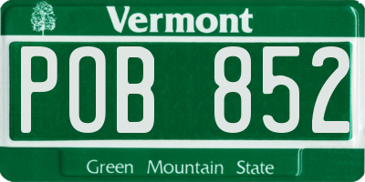 VT license plate POB852