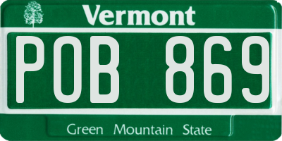 VT license plate POB869