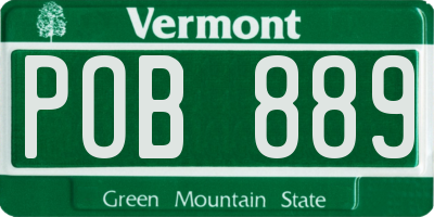VT license plate POB889