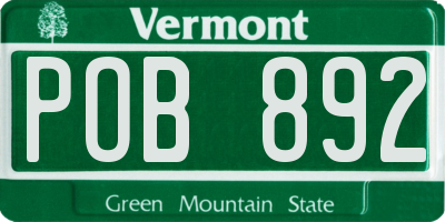 VT license plate POB892