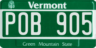 VT license plate POB905