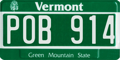 VT license plate POB914