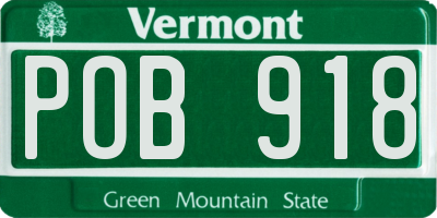 VT license plate POB918
