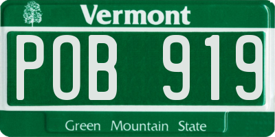 VT license plate POB919