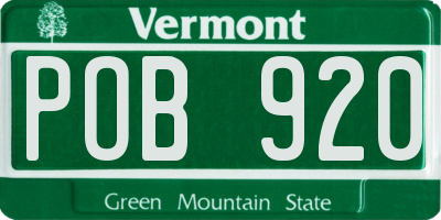 VT license plate POB920