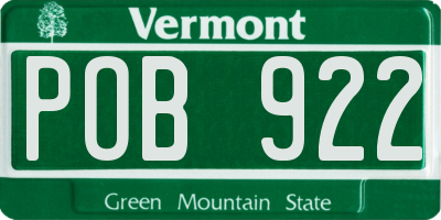 VT license plate POB922