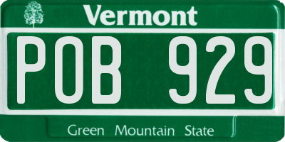 VT license plate POB929