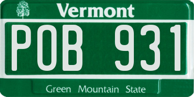 VT license plate POB931