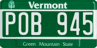 VT license plate POB945