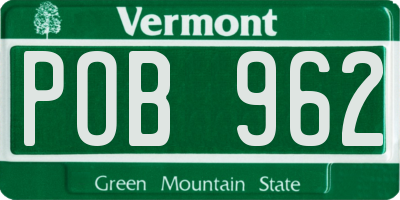 VT license plate POB962