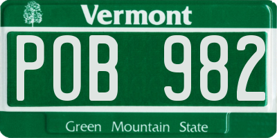 VT license plate POB982