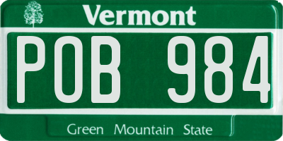 VT license plate POB984