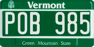 VT license plate POB985