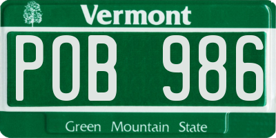 VT license plate POB986