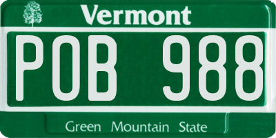 VT license plate POB988