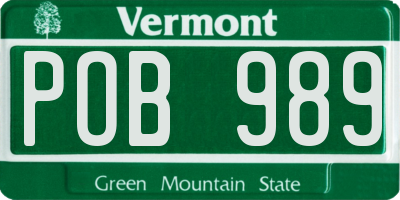 VT license plate POB989