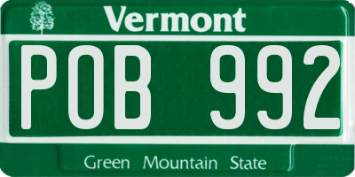 VT license plate POB992