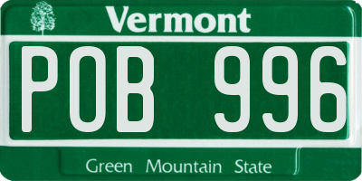 VT license plate POB996