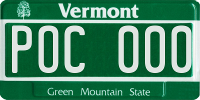 VT license plate POC000