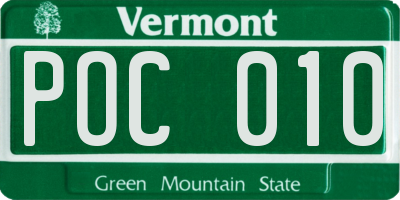 VT license plate POC010
