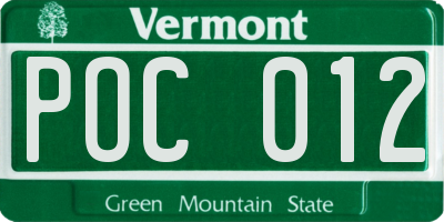 VT license plate POC012