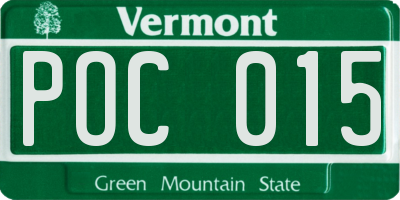 VT license plate POC015
