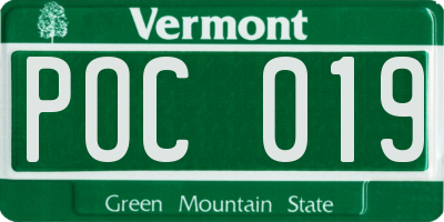 VT license plate POC019