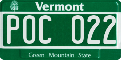 VT license plate POC022