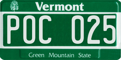 VT license plate POC025