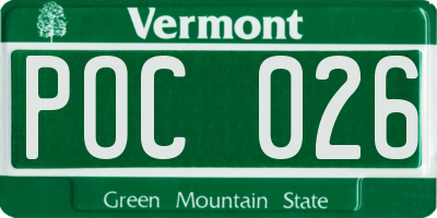 VT license plate POC026