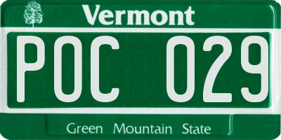 VT license plate POC029