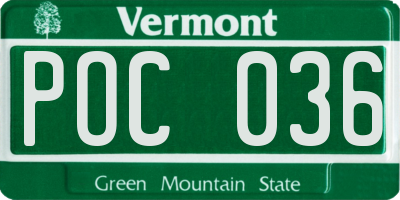 VT license plate POC036