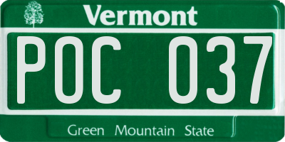 VT license plate POC037